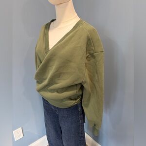 Latched Mama Olive Green Wrap-Style Sweatshirt